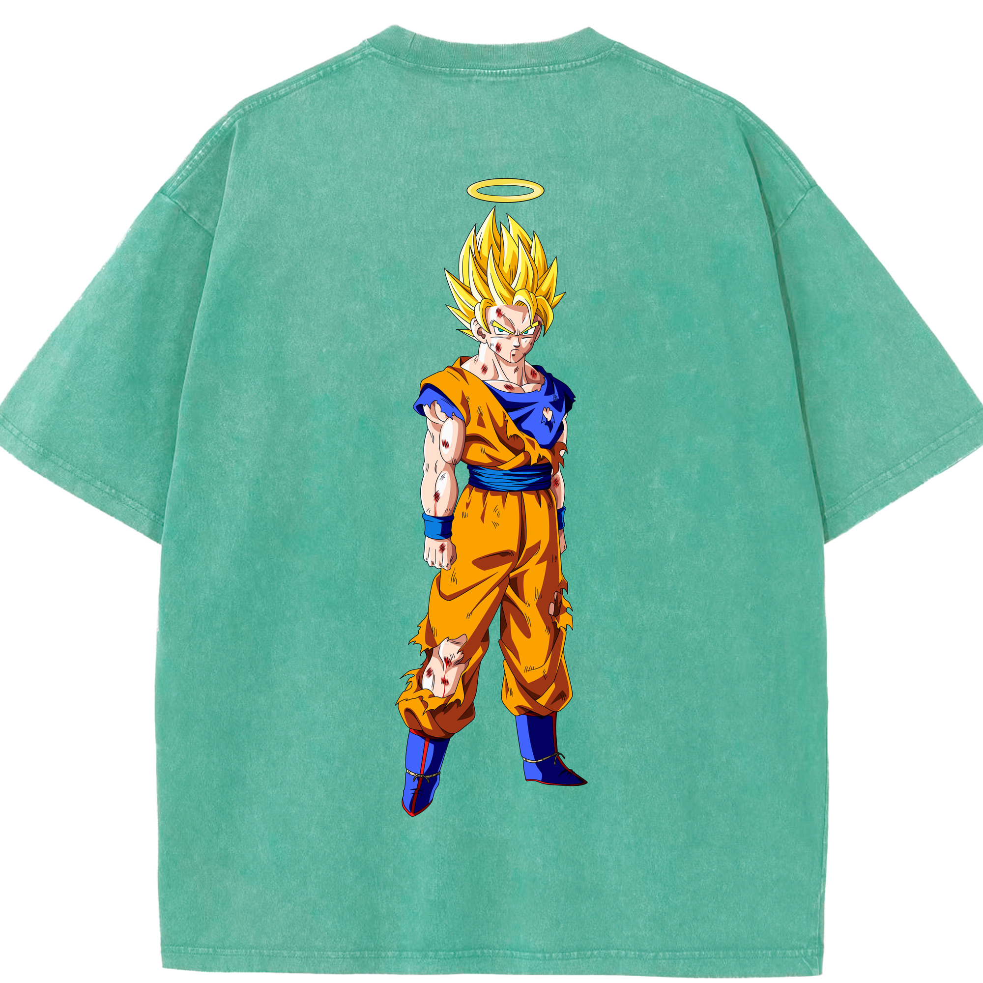 （画像用） ドラゴンボール 孫悟空（そん ごくう）Son Goku カカロット DRAGON BALL Kakarotto 綿100% ヴィンテージ風 半袖Tシャツ（背面プリント）